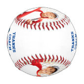 野球チームサンキューコーチまたはカスタム文字 野球ボール (裏面)