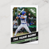 野球チームトレーディングカードギフトグリーンホワイト コーリングカード (正面)