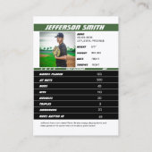 野球チームトレーディングカードギフトグリーンホワイト コーリングカード (裏面)