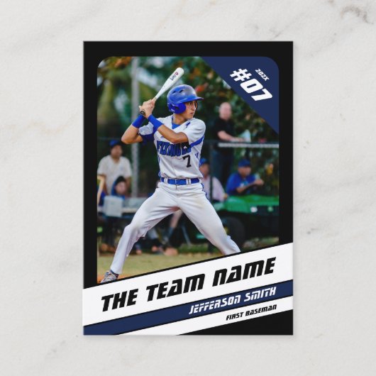 野球チームトレーディングカードスポーツギフトブルー コーリングカード (正面)