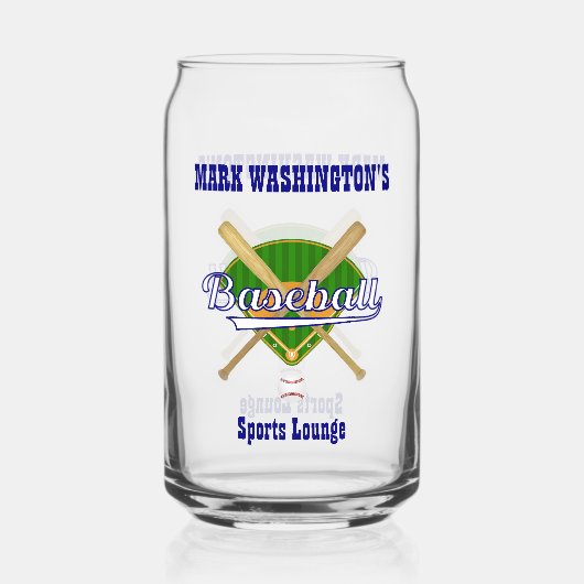 野球チームプレーヤースポーツラウンジビール缶グラス ガラス缶 (正面)