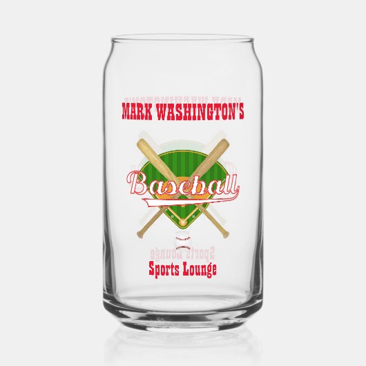 野球チームプレーヤースポーツラウンジビール缶グラス ガラス缶 (正面)