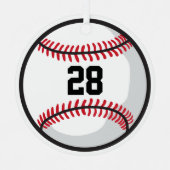 野球チームプレーヤーホワイトレッドブラックカスタムおもしろい メタルオーナメント (正面)
