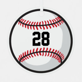 野球チームプレーヤーホワイトレッドブラックカスタムおもしろい メタルオーナメント