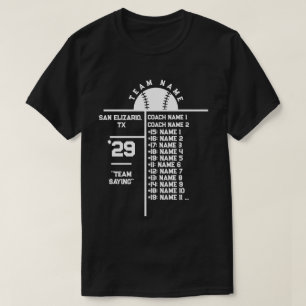 野球チームロカスタムスター選手の名前&コーチ Tシャツ