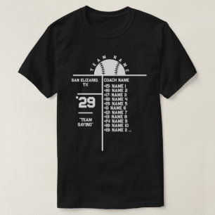 野球チームロカスタムスター選手の名前&コーチ Tシャツ