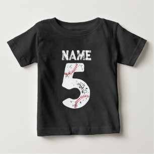野球チーム、名前と番号5野球 ベビーTシャツ