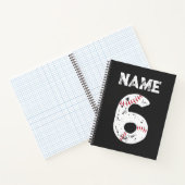 野球チーム、名前と番号6野球 ノートブック (内部)