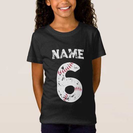野球チーム、名前と番号6野球 Tシャツ (正面)