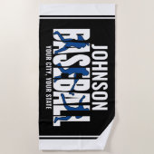 野球チームADD NAMEチャンピオンゲームプレーヤー ビーチタオル (正面)