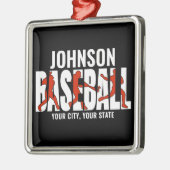 野球チームADD NAMEチャンピオンゲームプレーヤー メタルオーナメント (左)