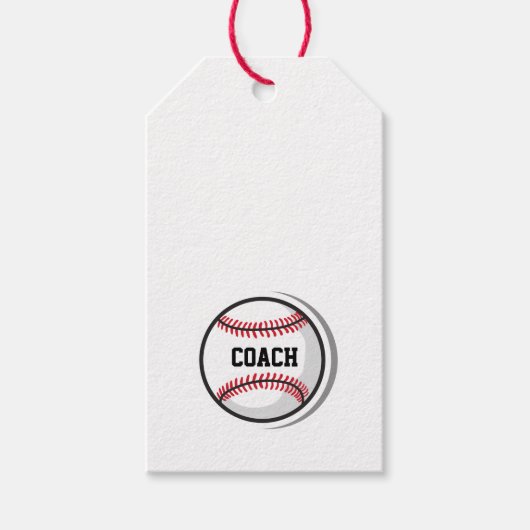野球チームCOACH 白 赤 黒 ギフトタグ (正面)