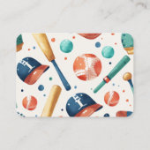 野球テディベアーボーイベビーシューウィーオムツラッフル エンクロージャーカード (裏面)