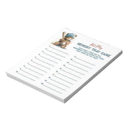 野球テディ男の子の赤ちゃんシャワー記憶トレイゲーム ノートパッド (回転)