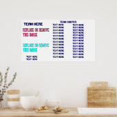 野球テンプレートチームカスタマイズ名簿 ポスター (キッチン)