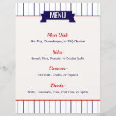 野球テーマのパーティーメニュー (正面)