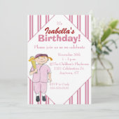 野球テーマの女の子の誕生日のパーティの招待状 招待状 (スタンド正面)