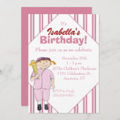 野球テーマの女の子の誕生日のパーティの招待状 招待状 (正面/裏面)