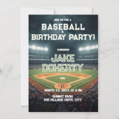野球テーマの誕生日パーティー 招待状 (正面)
