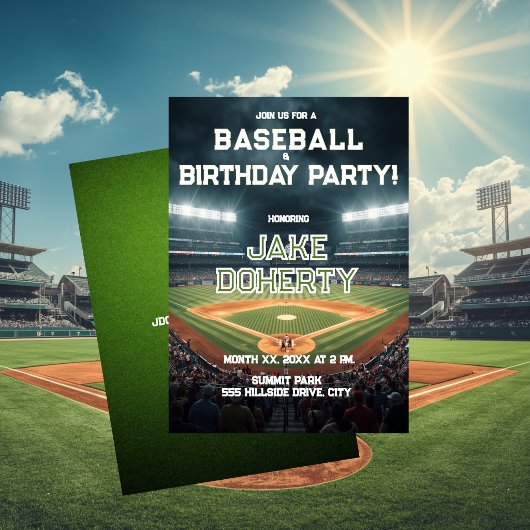 野球テーマの誕生日パーティー 招待状