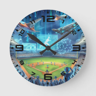 野球テーマの8インチアクリルウォールクロック ラウンド壁時計