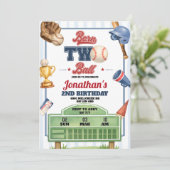 野球テーマの「Born Two Ball」2歳の誕生日 招待状 (スタンド正面)