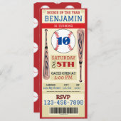 野球テーマイベントチケット誕生日招待状 招待状 (正面/裏面)