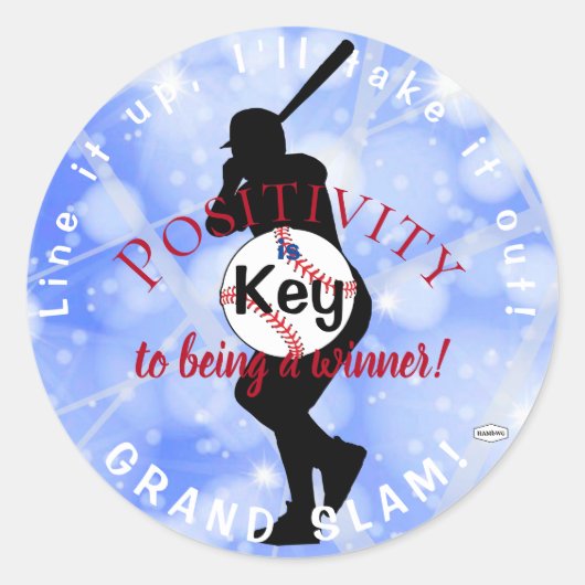 野球テーマスティッカーライトブルーHAMbyWG ラウンドシール (正面)