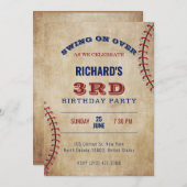 野球テーマスポーツ誕生日 招待状 (正面/裏面)