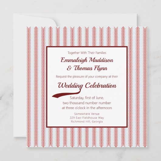 野球テーマスポ結婚ートスクエア 招待状 (正面)