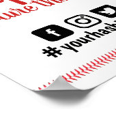 野球テーマス結婚ポーツのソーシャルメディアのハッシュタグ ポスター (角)