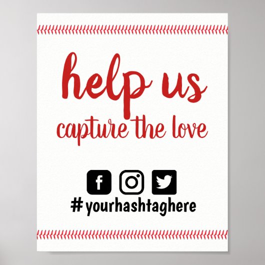 野球テーマス結婚ポーツのソーシャルメディアのハッシュタグ ポスター (正面)