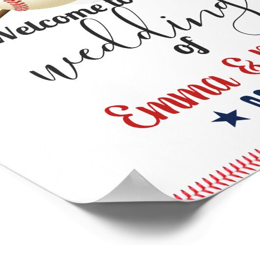 野球テーマス結婚ポーツへようこそ ポスター (角)