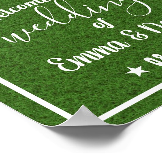 野球テーマス結婚ポーツグリーングラスウェルカム ポスター (角)