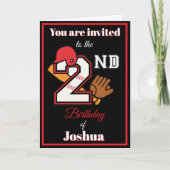 野球テーマハッピーセカンドスポーツ誕生日招待状 カード (正面)