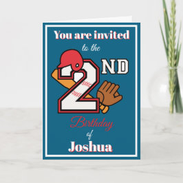 野球テーマハッピーセカンドスポーツ誕生日招待状 カード