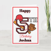 野球テーマハッピーファイブスポ誕生日グリーティング カード (正面)