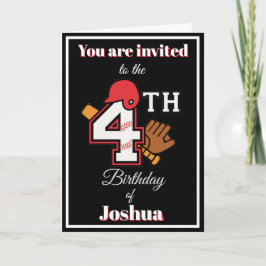 野球テーマハッピー4thスポーツ誕生日招待状 カード