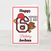 野球テーマハッピー6thスポーツ誕生日挨拶 カード (正面)