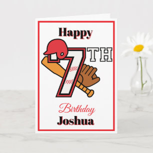 野球テーマハッピー7thスポーツ誕生日グリーティング カード