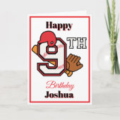 野球テーマハッピー9thスポーツ誕生日グリーティング カード (正面)