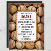 野球テーマバースデーパーティ招待状 (正面/裏面)