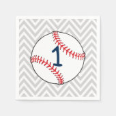 野球テーマファースト誕生日ナプキンス スタンダードカクテルナプキン (正面)