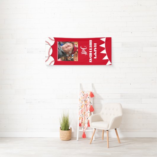 野球テーマフォトつる誕生日のバナー 横断幕 (インサイチュ)
