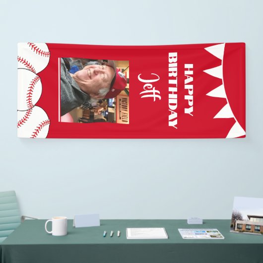 野球テーマフォトつる誕生日のバナー 横断幕 (トレードショー)