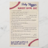 野球テーマベイビーシャワー子供部屋ライムクイズゲーム チラシ (正面)