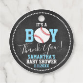 野球テーマベビーシャワーシャルボードブルーボーイ フェイバータグ (正面)