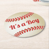 野球テーマボーイベビーシャワー ラウンドペーパーコースター (アングル)