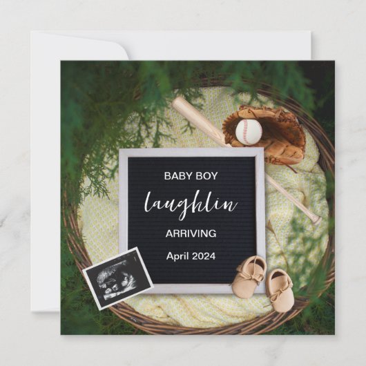 野球テーマ妊娠の発表 招待状 (正面)