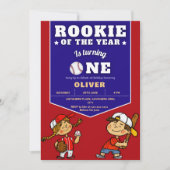 野球テーマ少年1歳の誕生日 招待状 (正面)